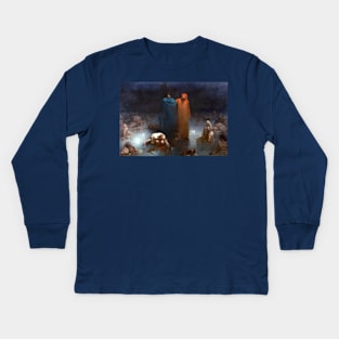 Dante and Virgil in the Ninth Circle of Hell - Gustave Dore Kids Long Sleeve T-Shirt
